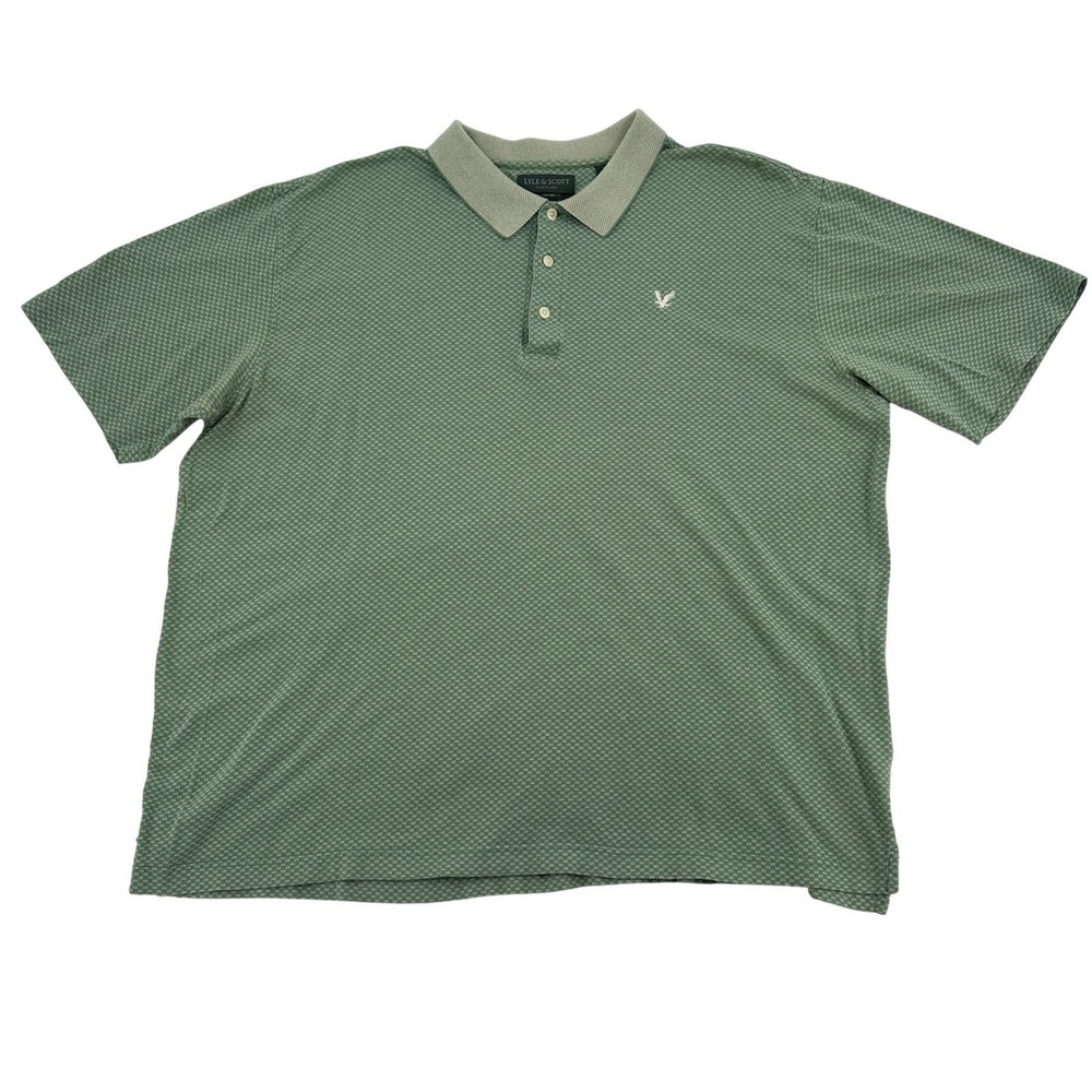 Lyle & Scott Men 2X Green Textured Golf Polo Shirt Mercerzed Cotton Short Sleeve